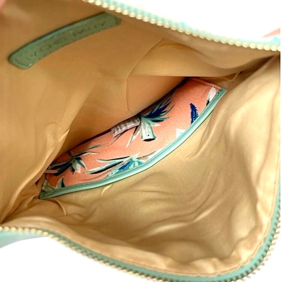 Anthropologie Pink and Green Faux Leather Fold Over Reversible Clutch NWOT - Picture 9 of 11